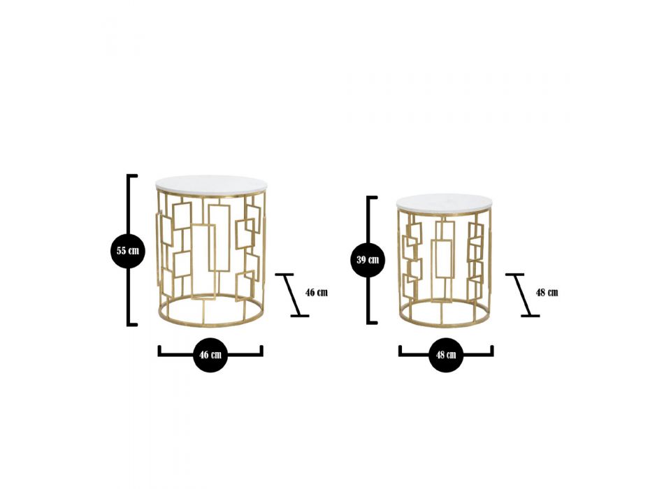 Pair of Round Coffee Tables with Iron Structure - Marmolo Viadurini