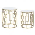 Pair of Round Golden Coffee Tables with Iron Structure - Marmolo