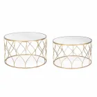 Pair of Round Coffee Tables in Glass and Steel Homemotion - Amarillide Viadurini