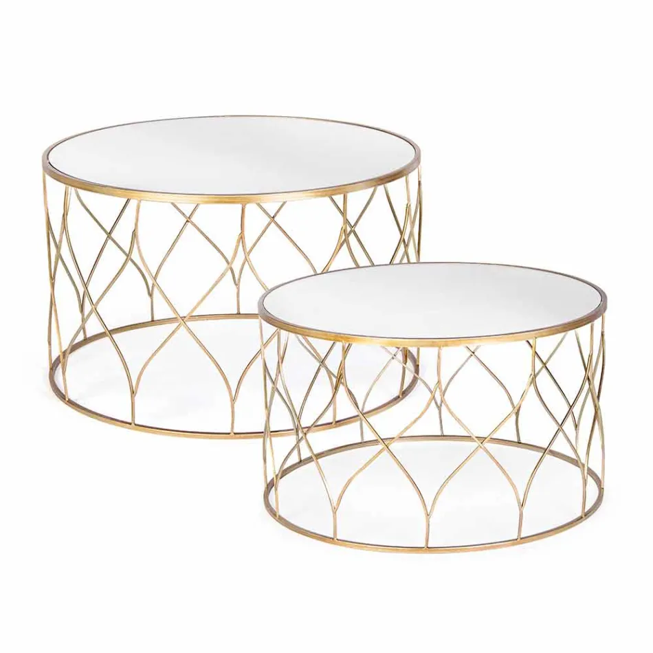 Pair of Round Coffee Tables in Glass and Steel Homemotion - Amarillide Viadurini