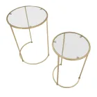 Pair of Round Coffee Tables in Glass and Golden Iron - Avola Viadurini