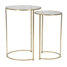 Pair of Round Coffee Tables in Glass and Golden Iron - Avola Viadurini