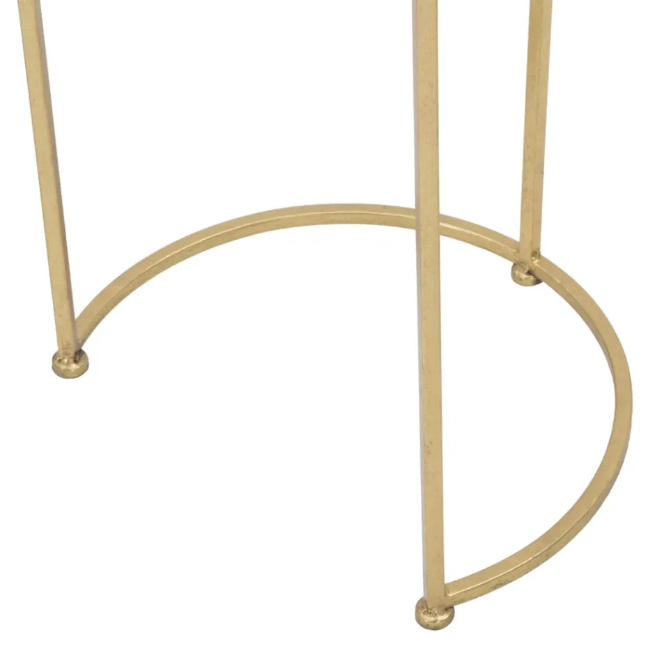 Pair of Round Coffee Tables in Glass and Golden Iron - Avola Viadurini