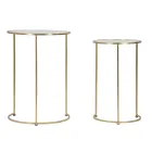 Pair of Round Coffee Tables in Glass and Golden Iron - Avola Viadurini