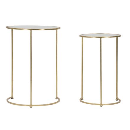 Pair of Round Coffee Tables in Glass and Golden Iron - Avola Viadurini