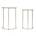 Pair of Round Golden Coffee Tables in Glass and Iron - Avola