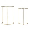 Pair of Round Golden Coffee Tables in Glass and Iron - Avola