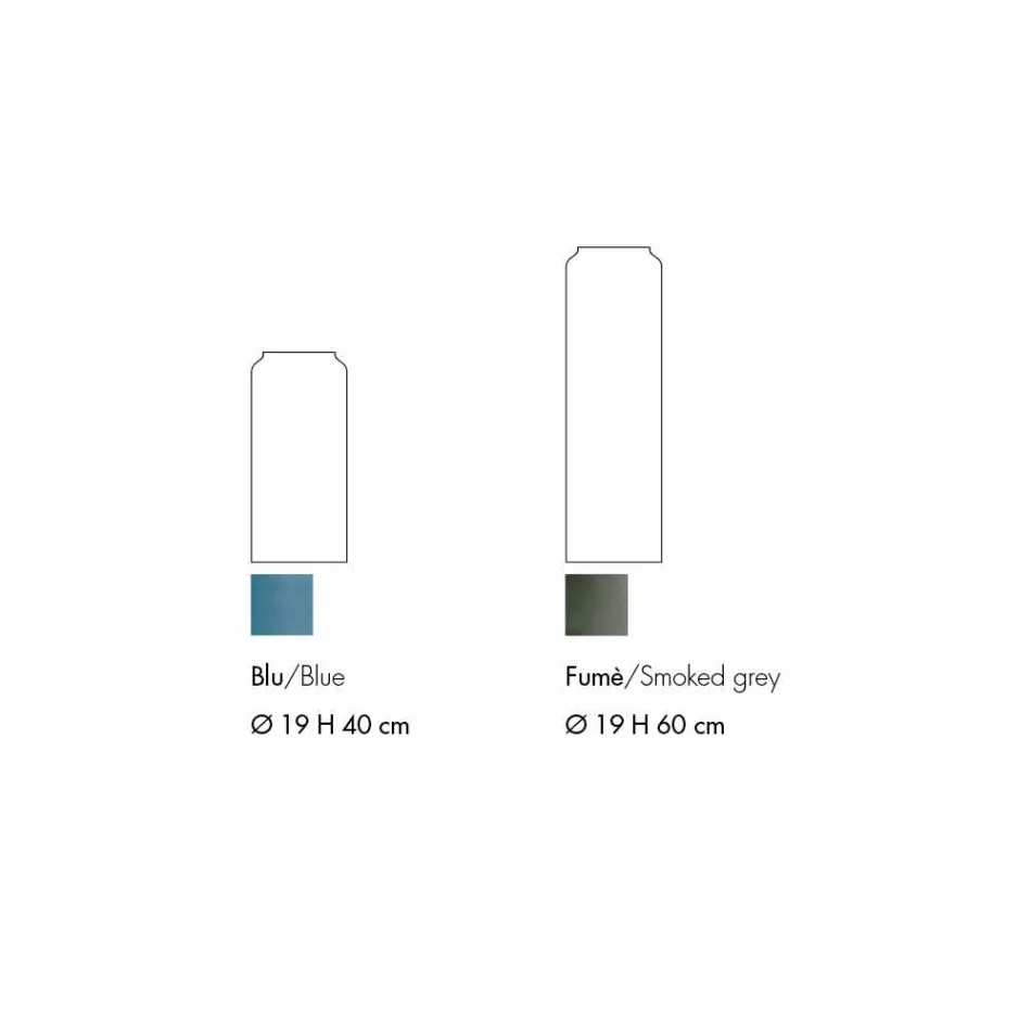 Pair of Decorative Vases in Blue and Smoked Colored Glass, Modern Design - Adriano Viadurini