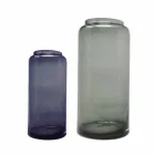 Pair of Decorative Vases in Blue and Smoked Colored Glass, Modern Design - Adriano Viadurini