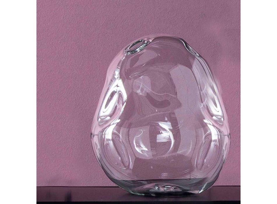 Pair of Transparent Blown Glass Decorative Vases, Made in Italy - Pedro Viadurini