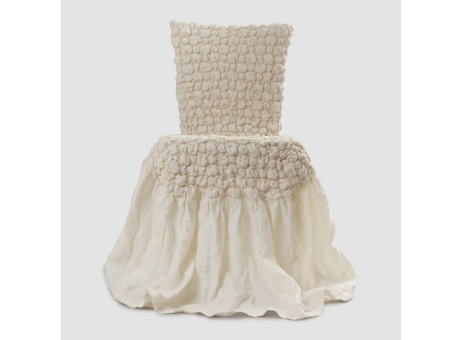 Chair Cover with Elegant Backrest for Living Room in Embroidered Linen - Panteo