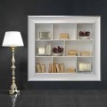 Tommaso wall bookcase with wooden compartments, handmade in Italy