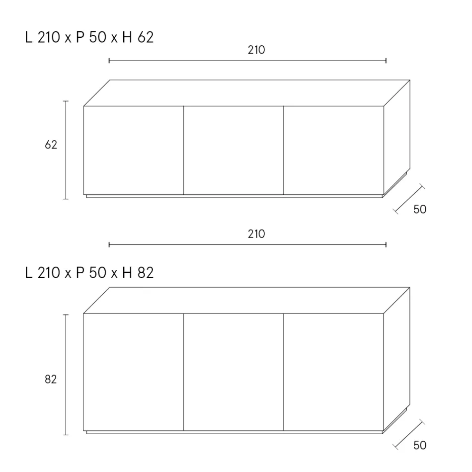 3-Door Sideboard with 3 Internal Shelves in Wood and MDF - Pesci Viadurini