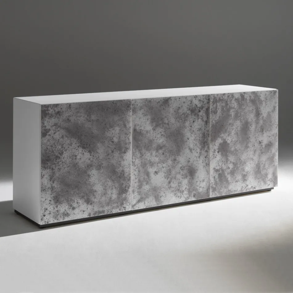 3-Door Sideboard with 3 Internal Shelves in Wood and MDF - Pesci Viadurini