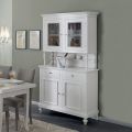 High Sideboard with Living Room Display Cabinet in Wood Made in Italy - Bran