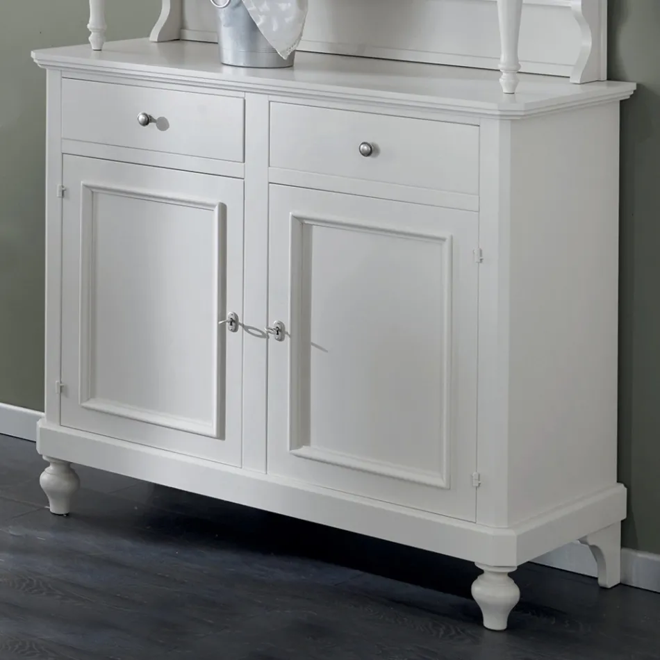 High Sideboard with Living Room Display Cabinet in Wood Made in Italy - Bran Viadurini