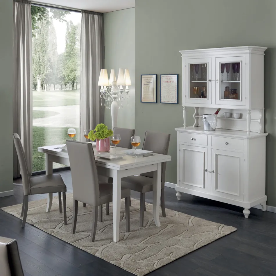 High Sideboard with Living Room Display Cabinet in Wood Made in Italy - Bran Viadurini