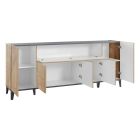 Low Sideboard with 5 Doors and Central Compartment Made in Italy - Louisiana Viadurini