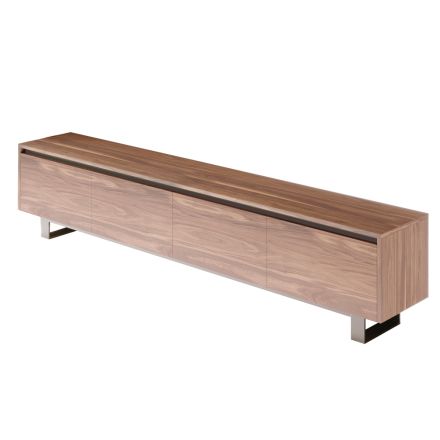Low Wooden Sideboard with Metal Base Made in Italy - Berta Viadurini