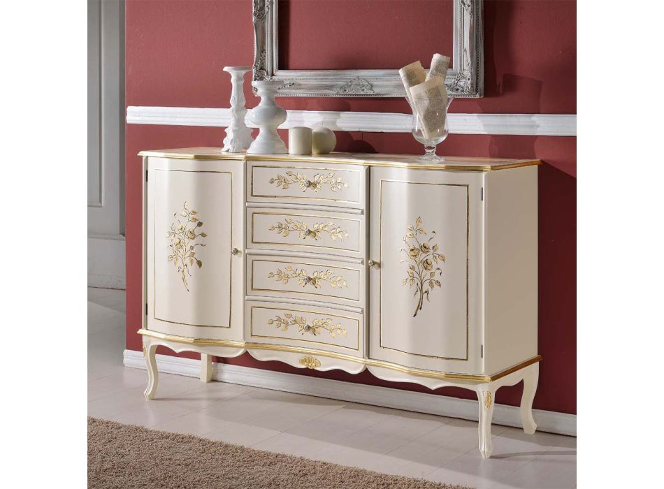 Classic 2 Doors and 4 Drawers Wooden Sideboard Made in Italy - Windsor