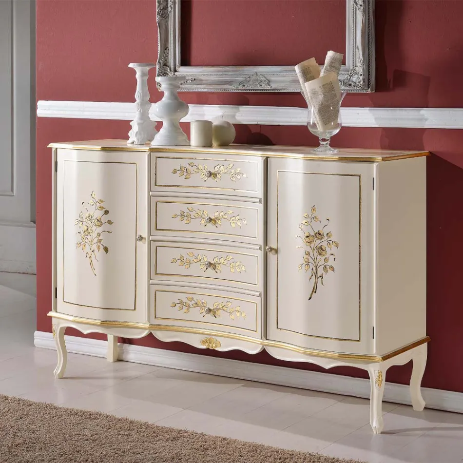 Classic 2 Doors and 4 Drawers Wooden Sideboard Made in Italy - Windsor Viadurini