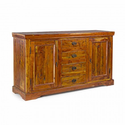 Classic Sideboard in Solid Acacia Wood Rustic and Antique Finish - Enia Viadurini