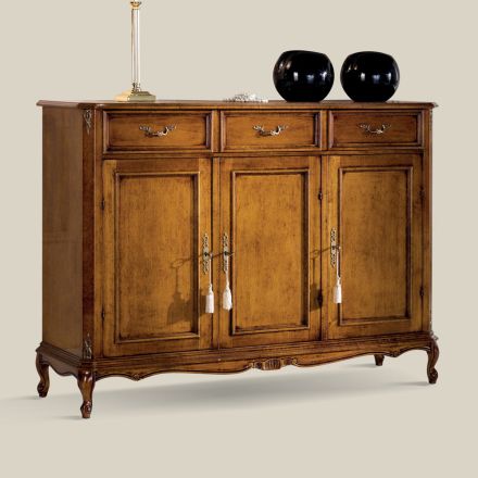 Classic Sideboard in Luxury Bassano Walnut Wood Made in Italy - Richard Viadurini