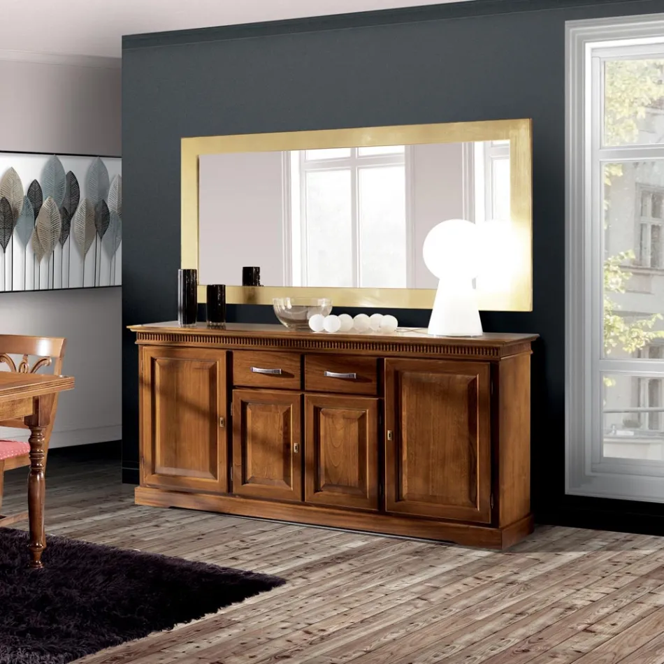 Sideboard with 4 Doors and 2 Drawers in Bassano Wood Made in Italy - Tanit Viadurini