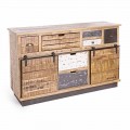 Sideboard with Structure in Mango Wood and Steel in Industrial Style - Vidia