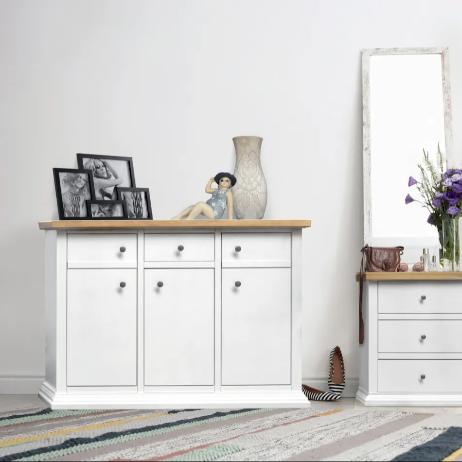 Sideboard with Structure in Veneered Wooden Particles Made in Italy - Odino Viadurini