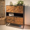 Indoor Sideboard in Patchwork Recycled Wood and Metal Base - Slide