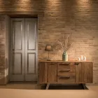 Sideboard with 2 Doors and 3 Drawers in Recycled Tropical Wood - Slide Viadurini