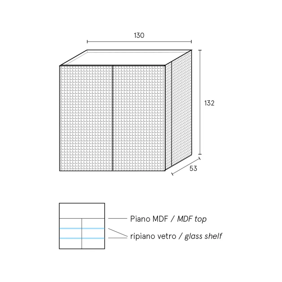 Living Room Sideboard with 2 Doors in Diamond Finish Made in Italy - Sagittario Viadurini