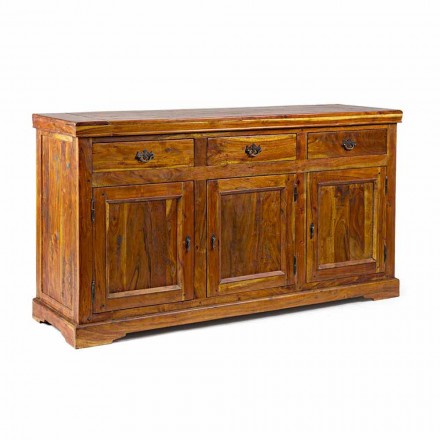 Classic Design Sideboard in Solid Acacia Wood Rustic Finish - Malaya Viadurini