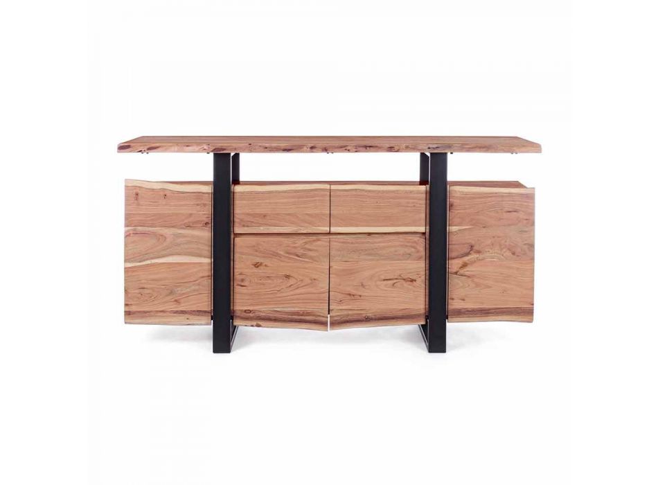 Design Sideboard in Acacia Wood and Homemotion Painted Steel - Lanza Viadurini