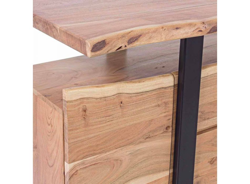 Design Sideboard in Acacia Wood and Homemotion Painted Steel - Lanza Viadurini