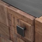 Design Sideboard in Acacia Wood and Iron with 2 Doors and 2 Drawers - Dalya Viadurini