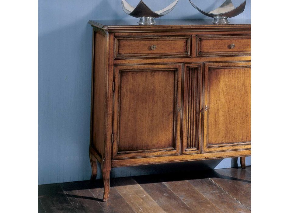 Bassano Francia Wooden Sideboard with 2 Drawers and 2 Doors Made in Italy - Galeru Viadurini