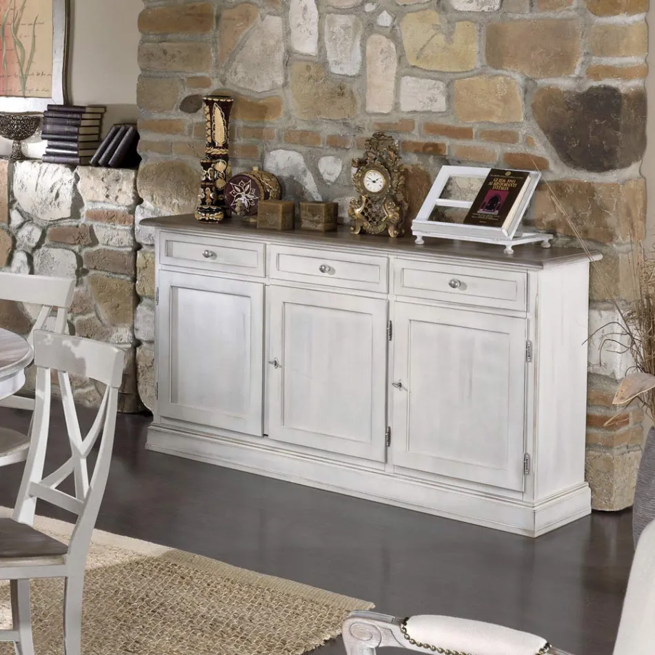 Wooden Sideboard with 3 Drawers and 3 Doors Made in Italy - Uller Viadurini