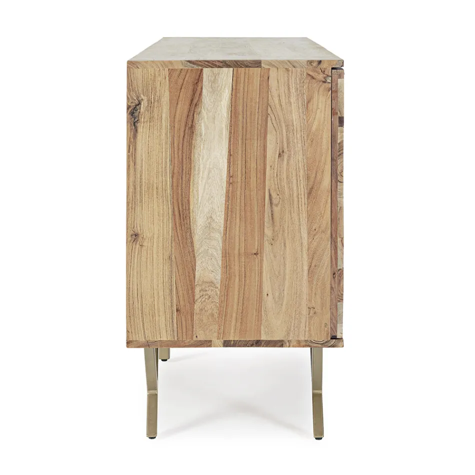 Sideboard in Acacia Wood with 2 Doors and 3 Drawers Design Homemotion - Carla Viadurini