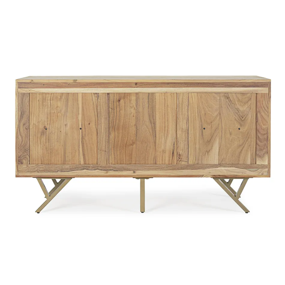 Sideboard in Acacia Wood with 2 Doors and 3 Drawers Design Homemotion - Carla Viadurini