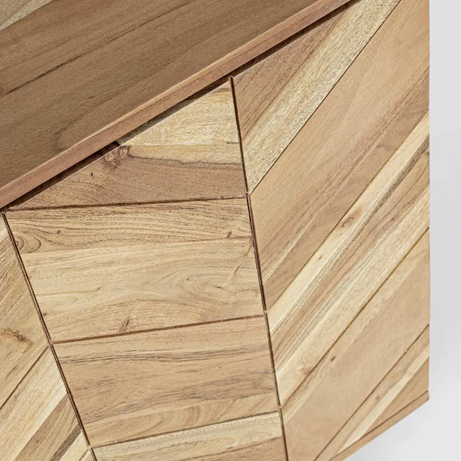 Sideboard in Acacia Wood with 2 Doors and 3 Drawers Design Homemotion - Carla Viadurini