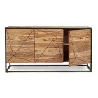 Sideboard in Acacia Wood and Steel 3 or 4 Doors Homemotion - Cristoforo Viadurini