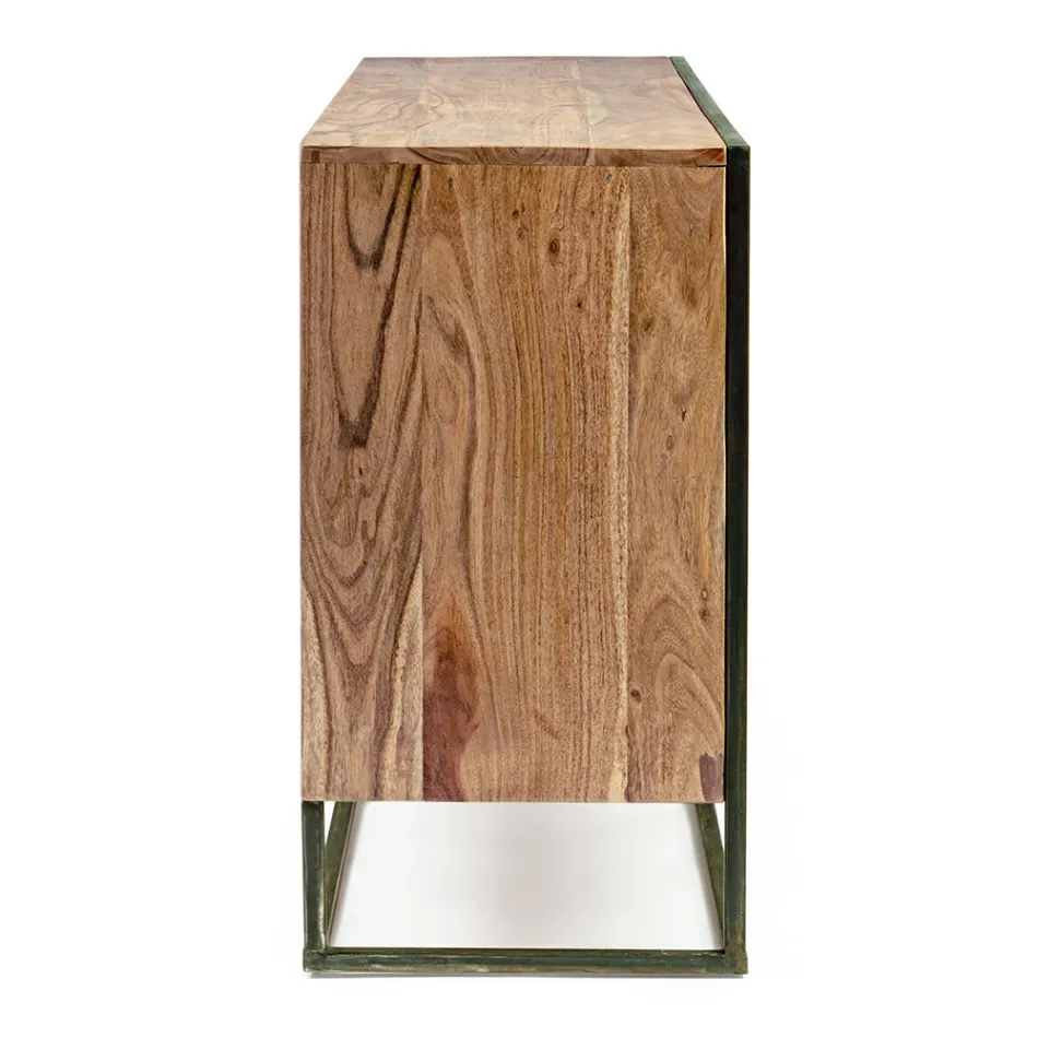 Sideboard in Acacia Wood and Steel 3 or 4 Doors Homemotion - Cristoforo Viadurini