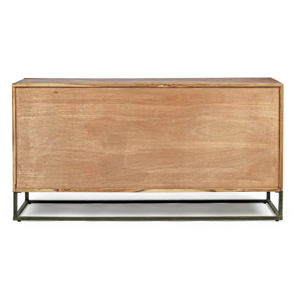 Sideboard in Acacia Wood and Steel 3 or 4 Doors Homemotion - Cristoforo Viadurini