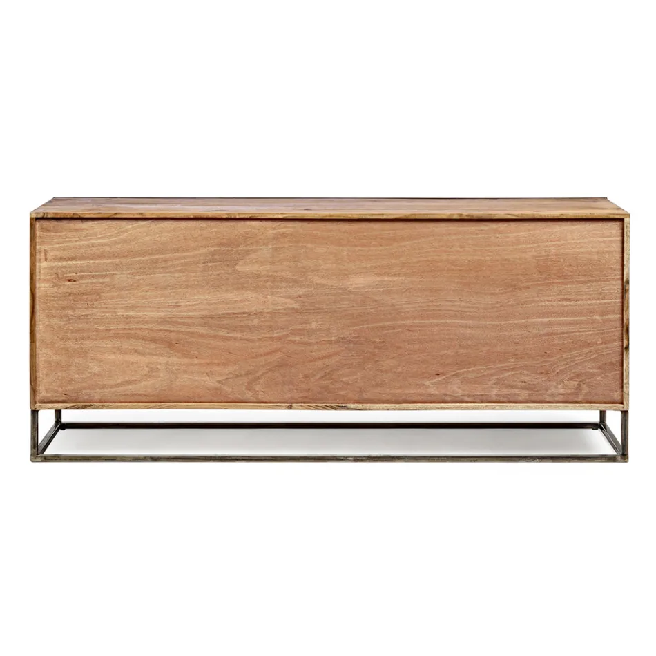 Sideboard in Acacia Wood and Steel 3 or 4 Doors Homemotion - Cristoforo Viadurini