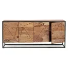 Sideboard in Acacia Wood and Steel 3 or 4 Doors Homemotion - Cristoforo Viadurini