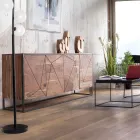 Sideboard in Acacia Wood and Steel 3 or 4 Doors Homemotion - Cristoforo Viadurini
