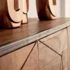 Sideboard in Acacia Wood and Steel 3 or 4 Doors Homemotion - Cristoforo Viadurini