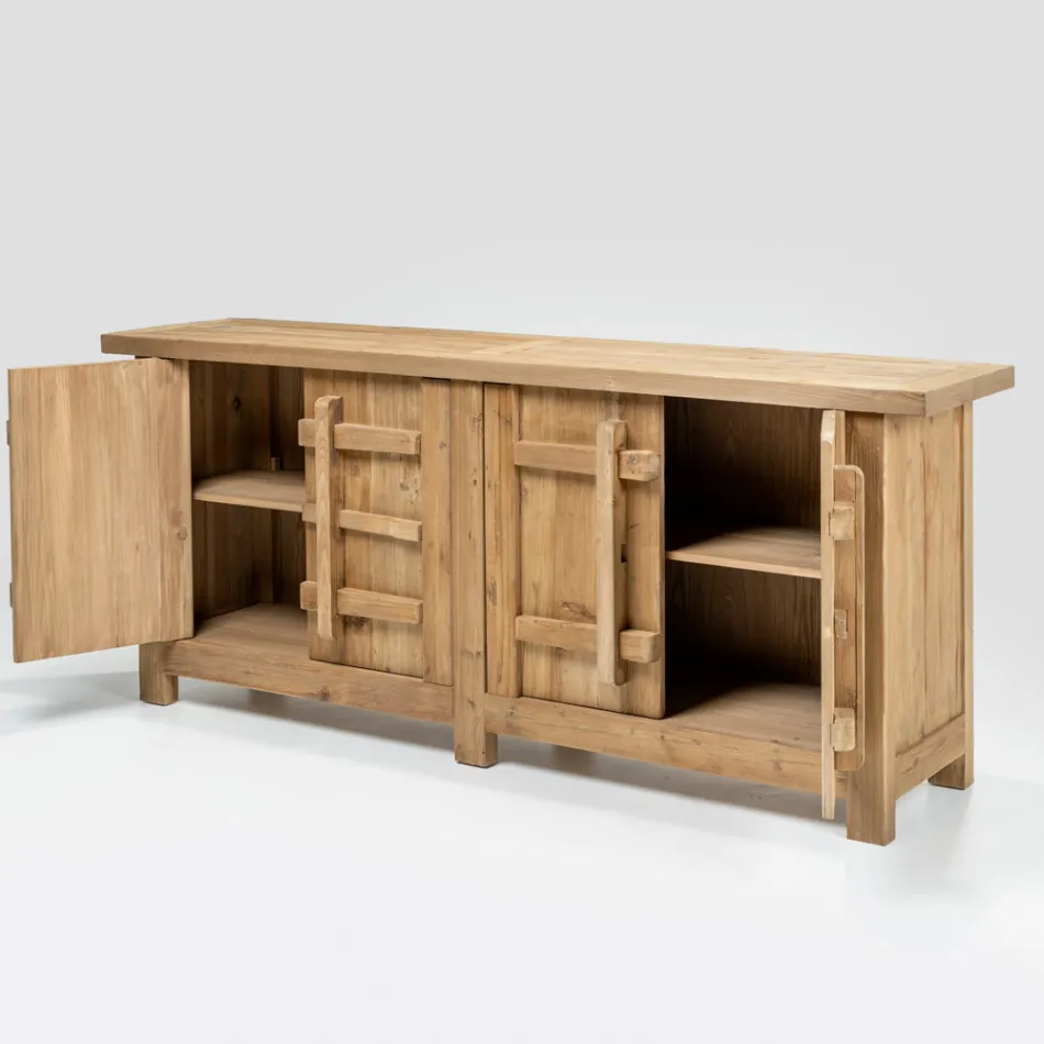 Natural Aged Pine Sideboard with 2 or 4 Doors - Aituno Viadurini